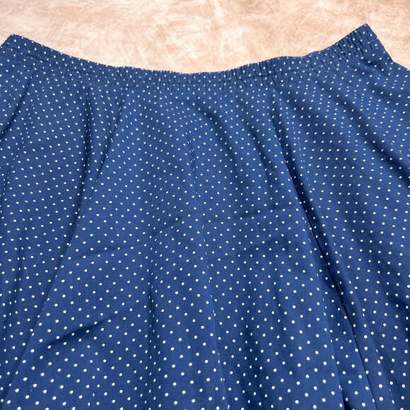 Vintage 70s Polka Dot Ruffled Midi Skirt Navy Blue Lace Western Cottagecore Boho - Picture 3 of 5